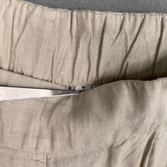 GAP Pants Womens 12 Beige Linen Wide Leg Culottes Cropped Pleated Minimal Resort - Picture 7 of 16
